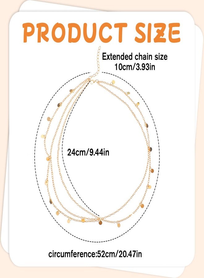 Psiriol Gold Sequins Head Chain Jewelry, Bohemian Headbands, Festival Prom Costume Hair Accessories, Fashion Headbands Headpieces, Bridal Layered Hair Chain, Halloween Hairs Accessories for Women - Image 2